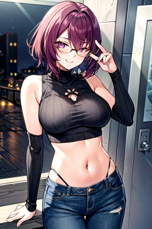 Sweater, Wink, Sleeveless T-shirt Hentai AI Porn