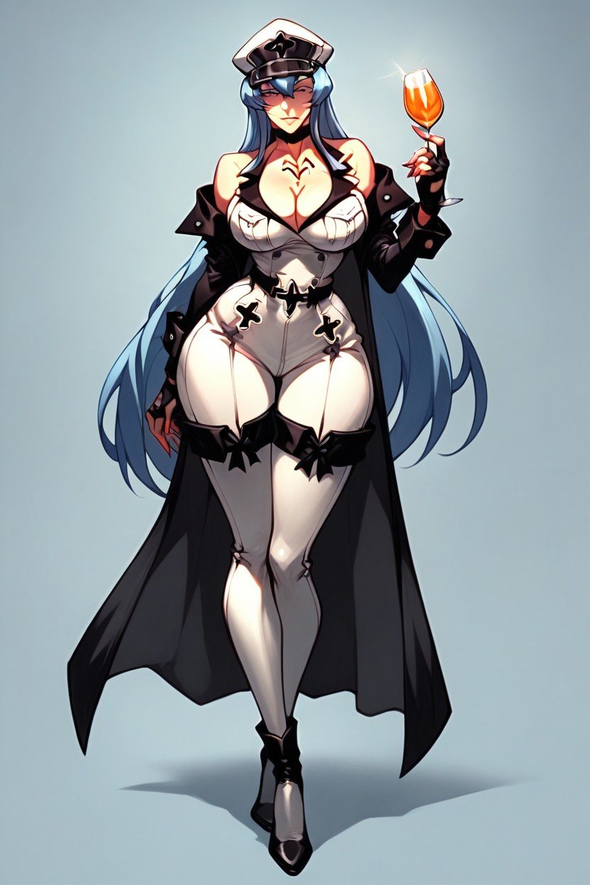 Esdeath In Costume Massive Tits Massive Ass, Front View, Full Body 게이 AI 포르노