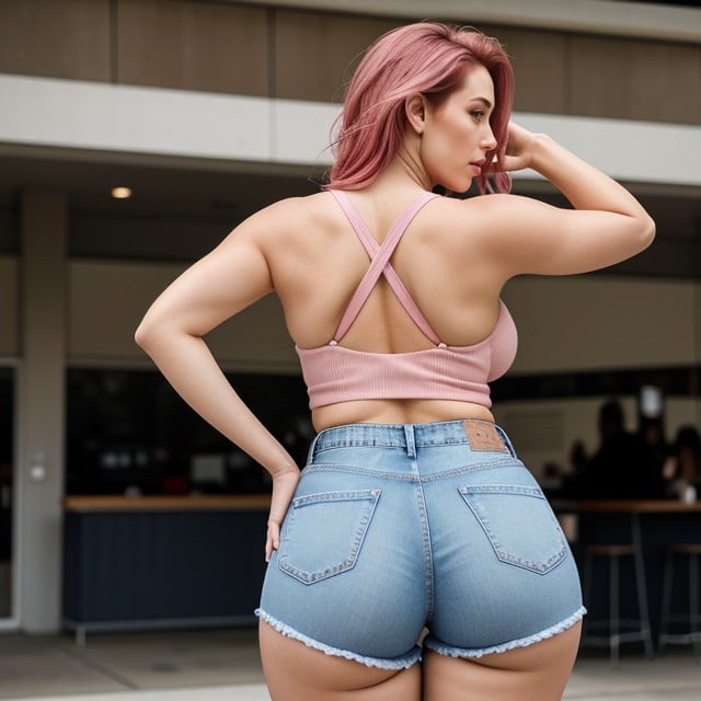 Shorts Jeans, Topless, Perky Breasts Hentai IA pornografia