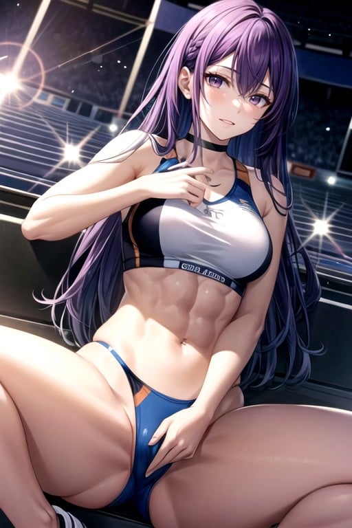 Dynamic Athletic Pose, Culo Pequeño, Detailed Background Of A Stadium For Athletes Hentai IA