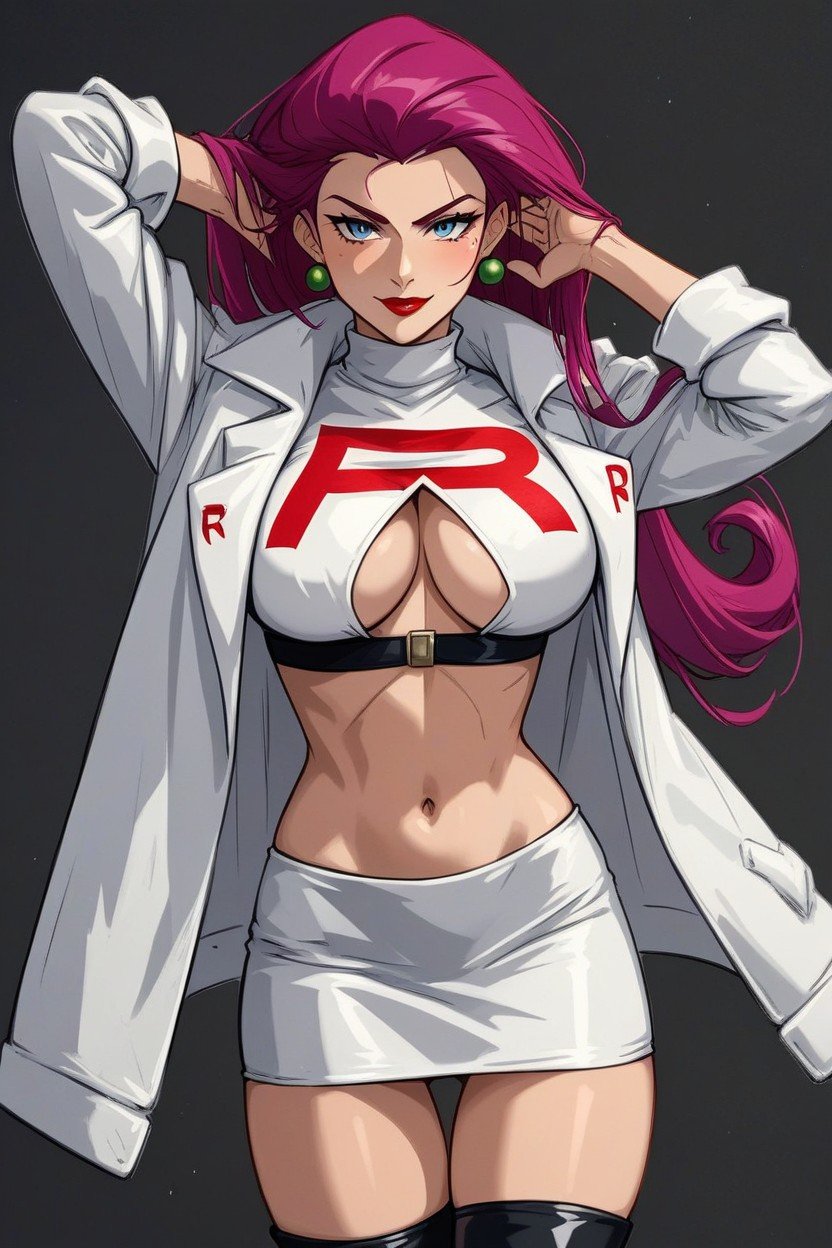 Navel, White Jacket, Pechos Grandes Hentai IA