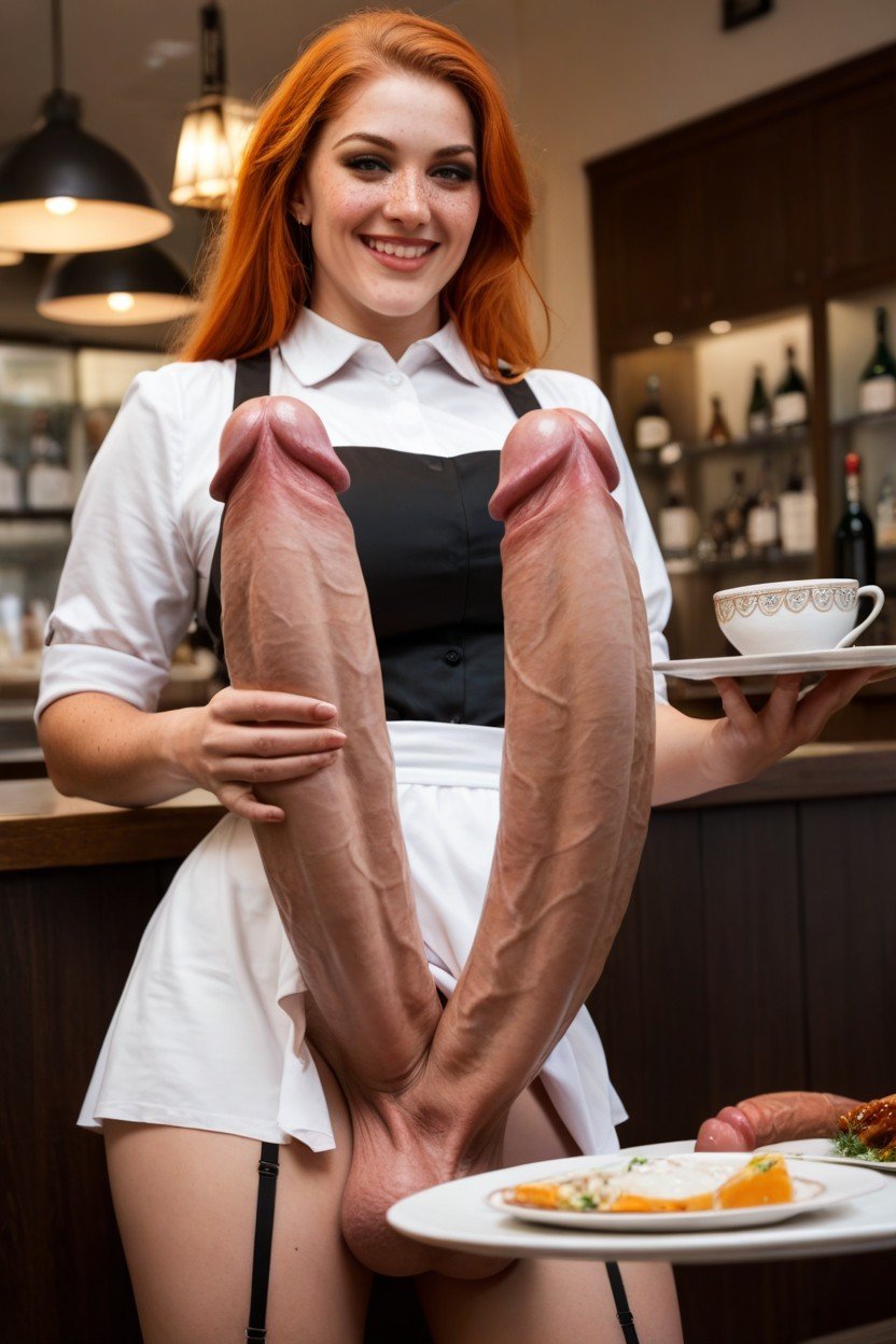 Sourire Bouche Ouverte, Waitress, Gigantesque Porno IA Gay