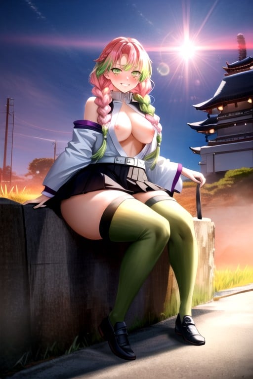 Mitsuri Kanroji (demon Slayer), Cinematic, Mischievous (smiling While Blushing) AI Gay Porn