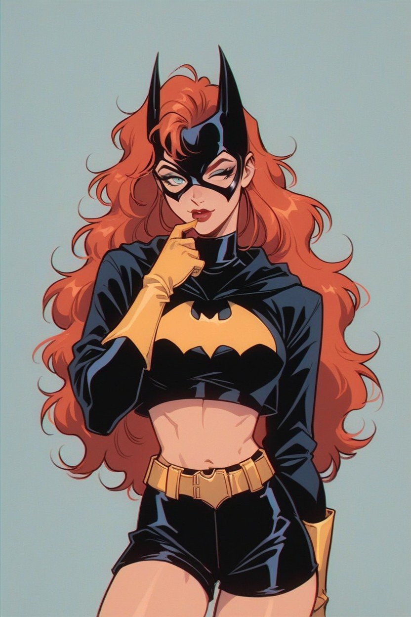 Batgirl Wearing A Cropped Hoodie And Sexy Gym Shorts, 18+ ヘンタイAIポルノ