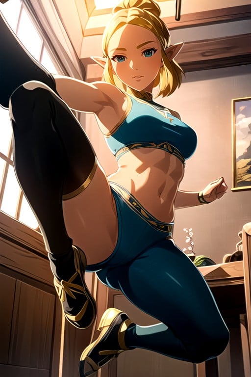 Pechos Pequeños, Blue Yoga Pants, Zelda (the Legend Of Zelda) Porno gay IA