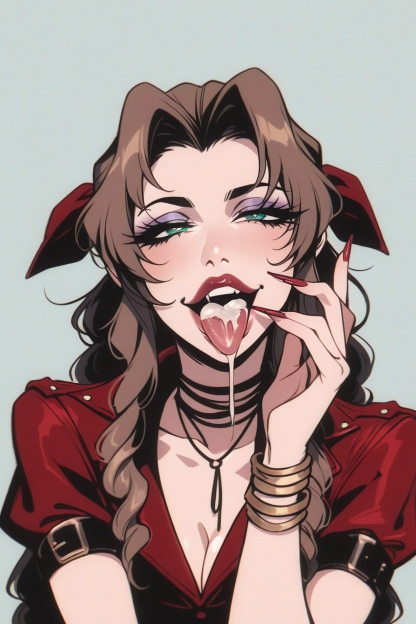 Cumshot, Aerith Gainsborough Sucking Her Fingers, Smug Expression Hentai IA pornografia