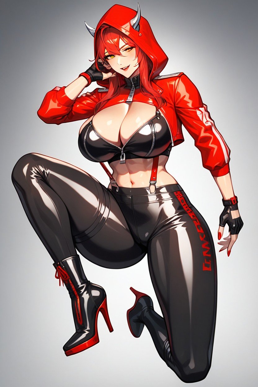 Revealing A Significant Portion Of Her Large Breasts The Latex Material Clings Tightly To Her Body, Horn-like Headpieces Sit On Top Of Her Head, Red Hood – Goddess Of Victory Nikkeultra-detailed Descriptionlong Red Hair That Flows Freely That’s A Bit Messy Hentai IA pornografia