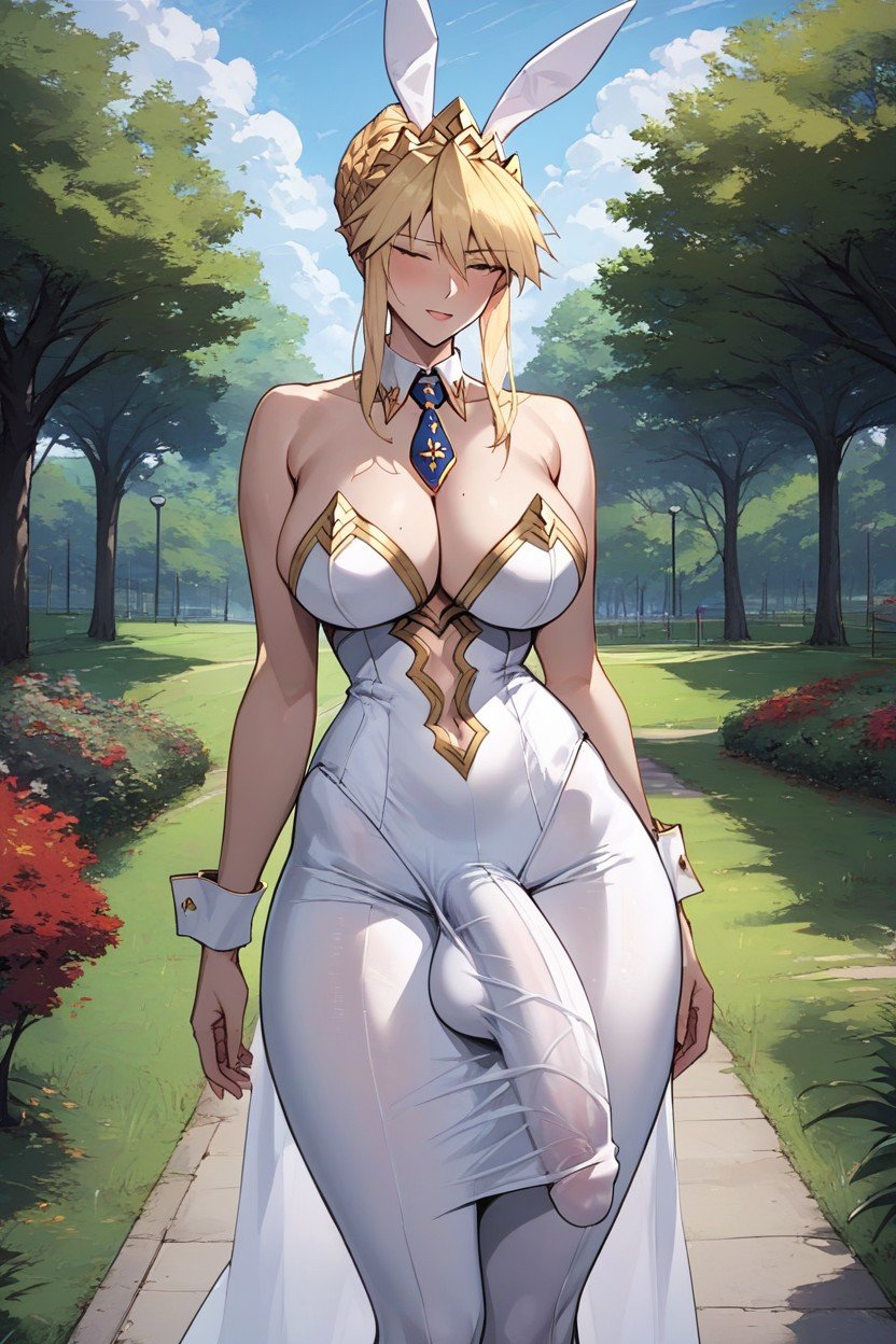 公園, 巨大な胸, Artoria Pendragon Ruler Fate ヘンタイAIポルノ