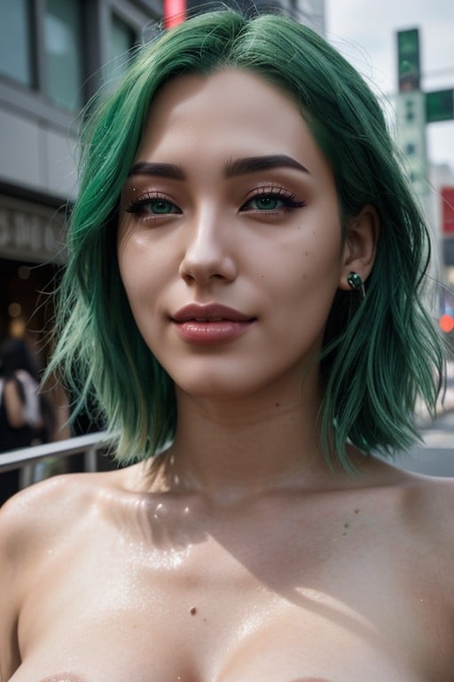 Green Hair Ahegao Massive Exhibitionism Hooker Street, 18+ 아시아 AI 포르노