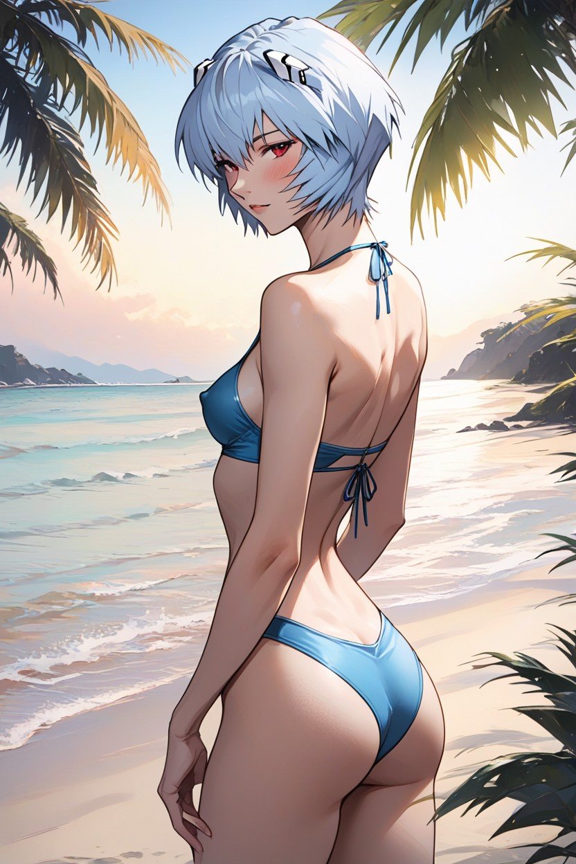 Vue De Côté, Vue Arrière, Plage Porno IA Hentai