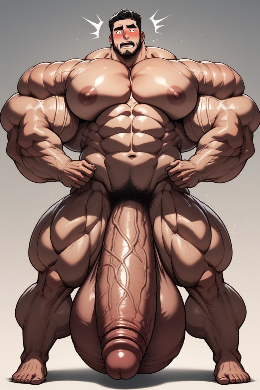 Massive Triceps, Hyper Exaggerated Gigantic Muscles Physique, Oversized Hyper Gigantic Penis Porno gay IA