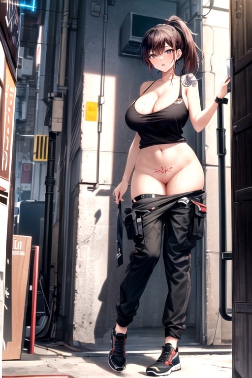 Cargo Pants, Hacker Cyberpunk, Full Body Tattoos Hentai IA pornografia