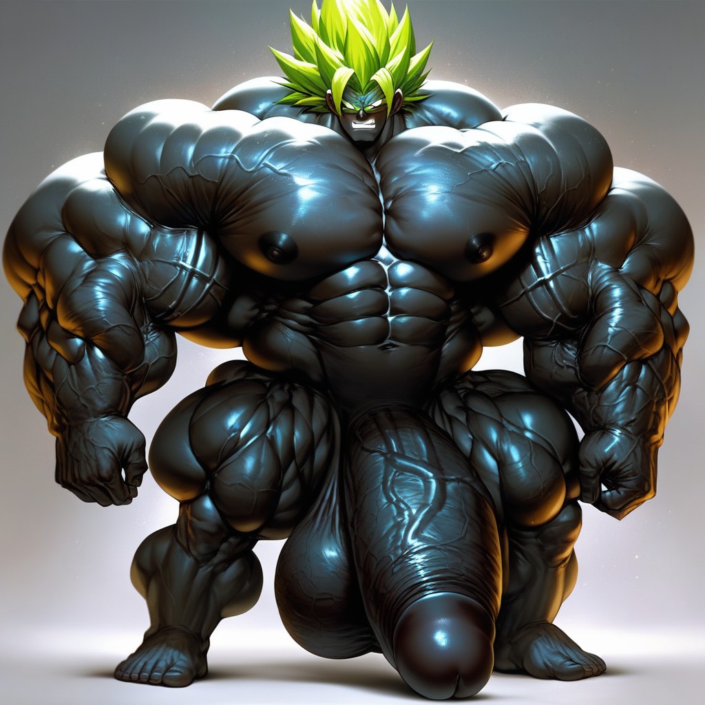 Impossibly Long Hyper Penis, Simple Background, Black Skin AI Gay Porn