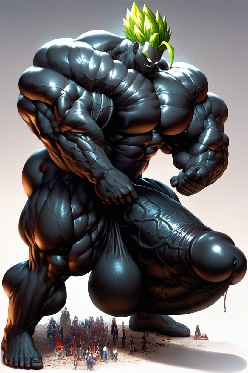 Green Hair, Hyper Muscle, Huge Muscle AI Gay Porn