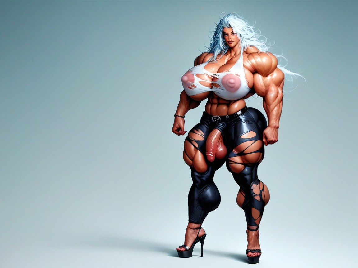 Caméra Fisheye, Detailed Skin, Thick Thighs Muscular Abs Porno IA transsexuelle