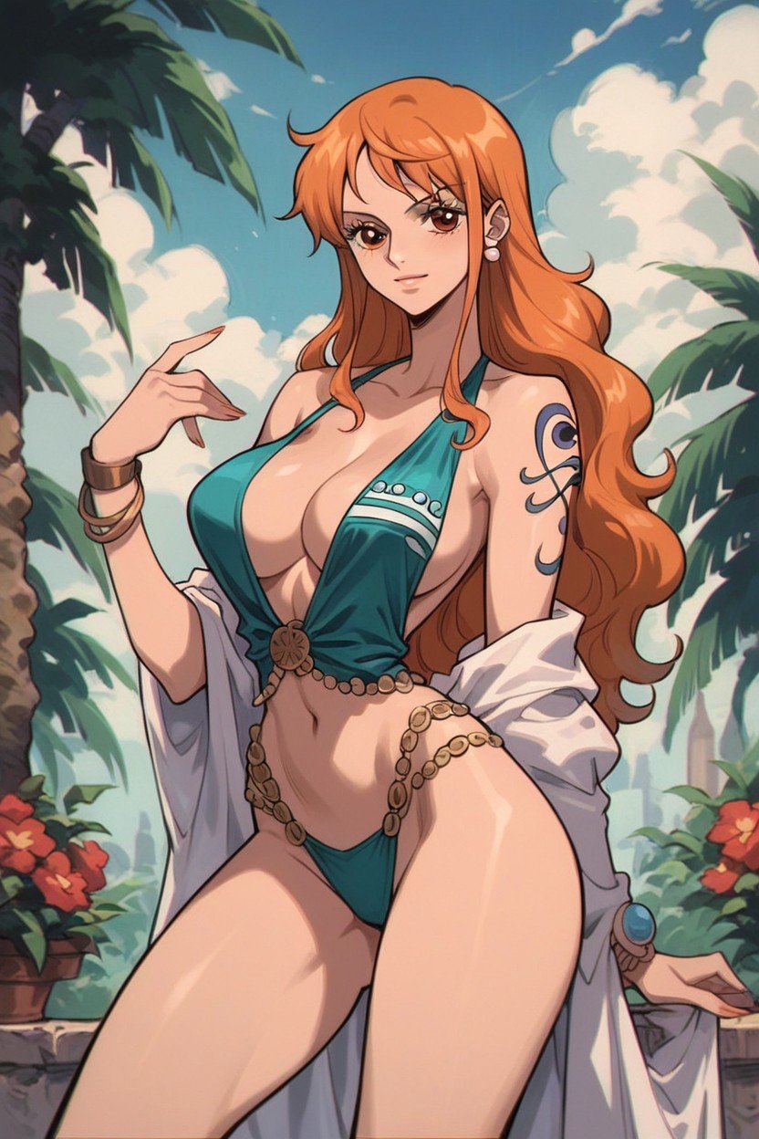 18+, Nami From One Piece Outdoors Revealing Clothes Hq Hentai IA pornografia