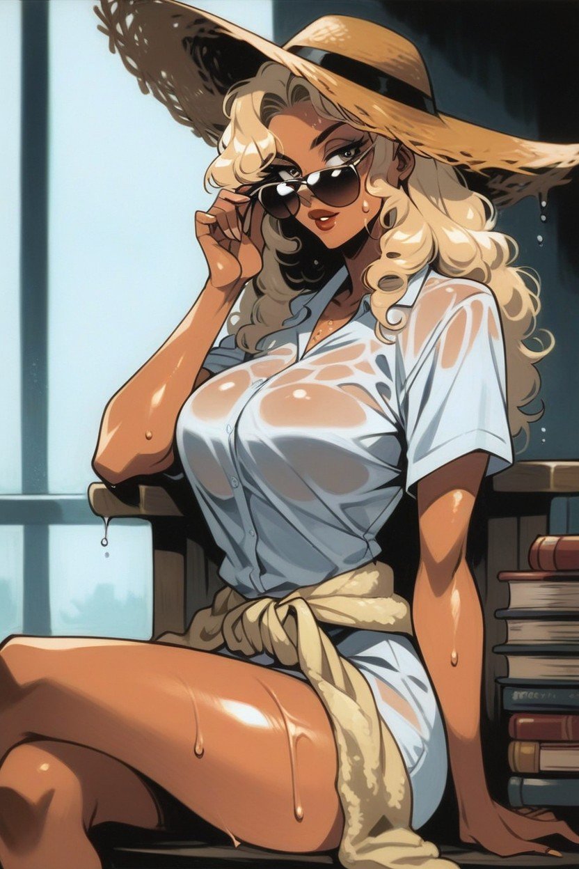 Very Tan Skin, Expression, Vista Lateral Hentai IA