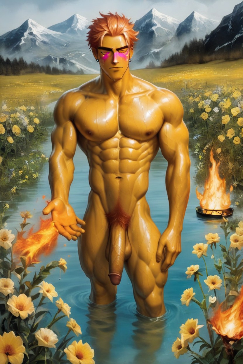 Fire, Award Winning Photo, Men Only AI Gay Porn