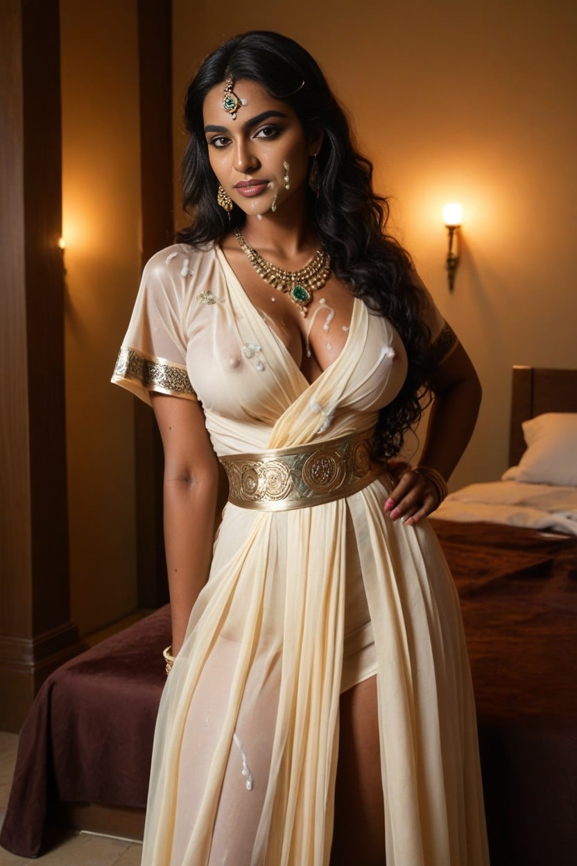 Indian Satin Saree, Indian Bedroom, Solo Porno IA
