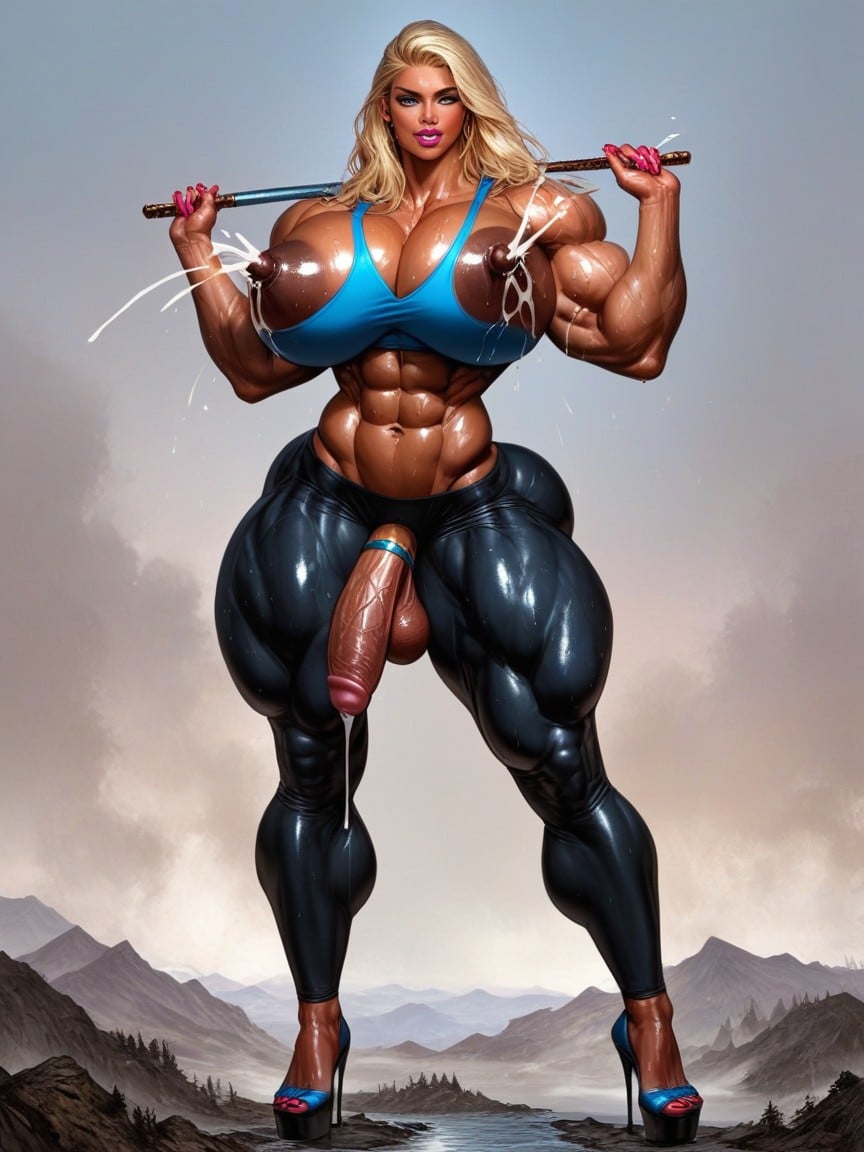 Uncircumcised Penis, Gigantic, Swollen Nipples Travesti IA Pornô