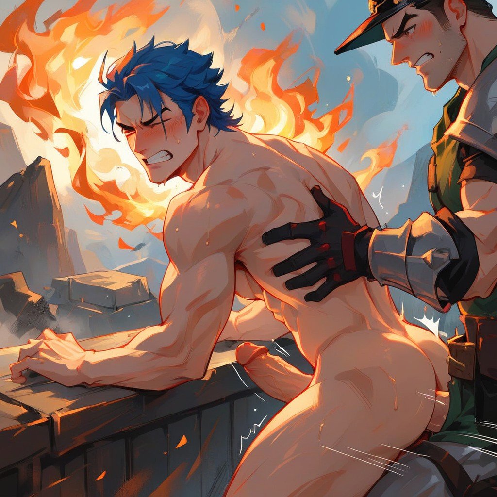 Messy Blue Hair, Angry, Wet Penis AI同性戀黃片