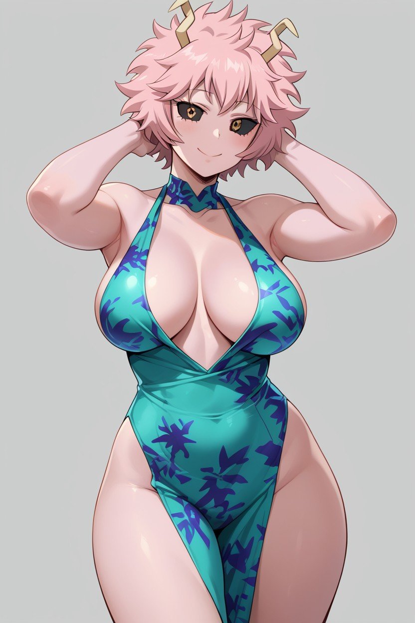 Pretty Face, Mina Ashido From My Hero Academia, Simple Background Hentai AI Porn