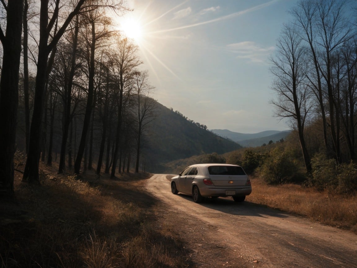 No Clouds In Blue Sky, Landscape Devoid Of All Life, Car 게이 AI 포르노