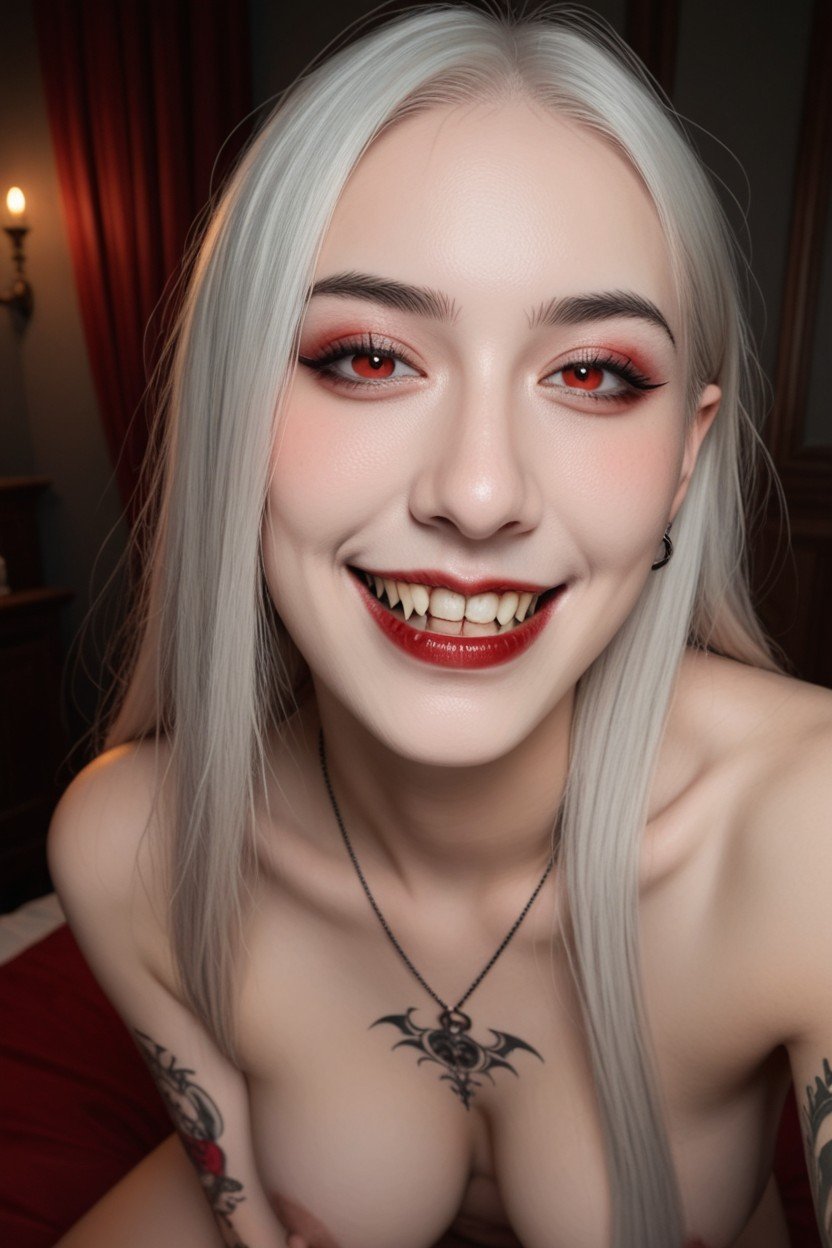 Vampire Lair, Piercing, Red Flowing Liquid From Neck Asian AI Porn