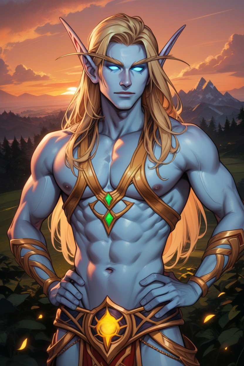 Blonde Hair, High Elf From World Of Warcraft, Modelando Porno gay IA