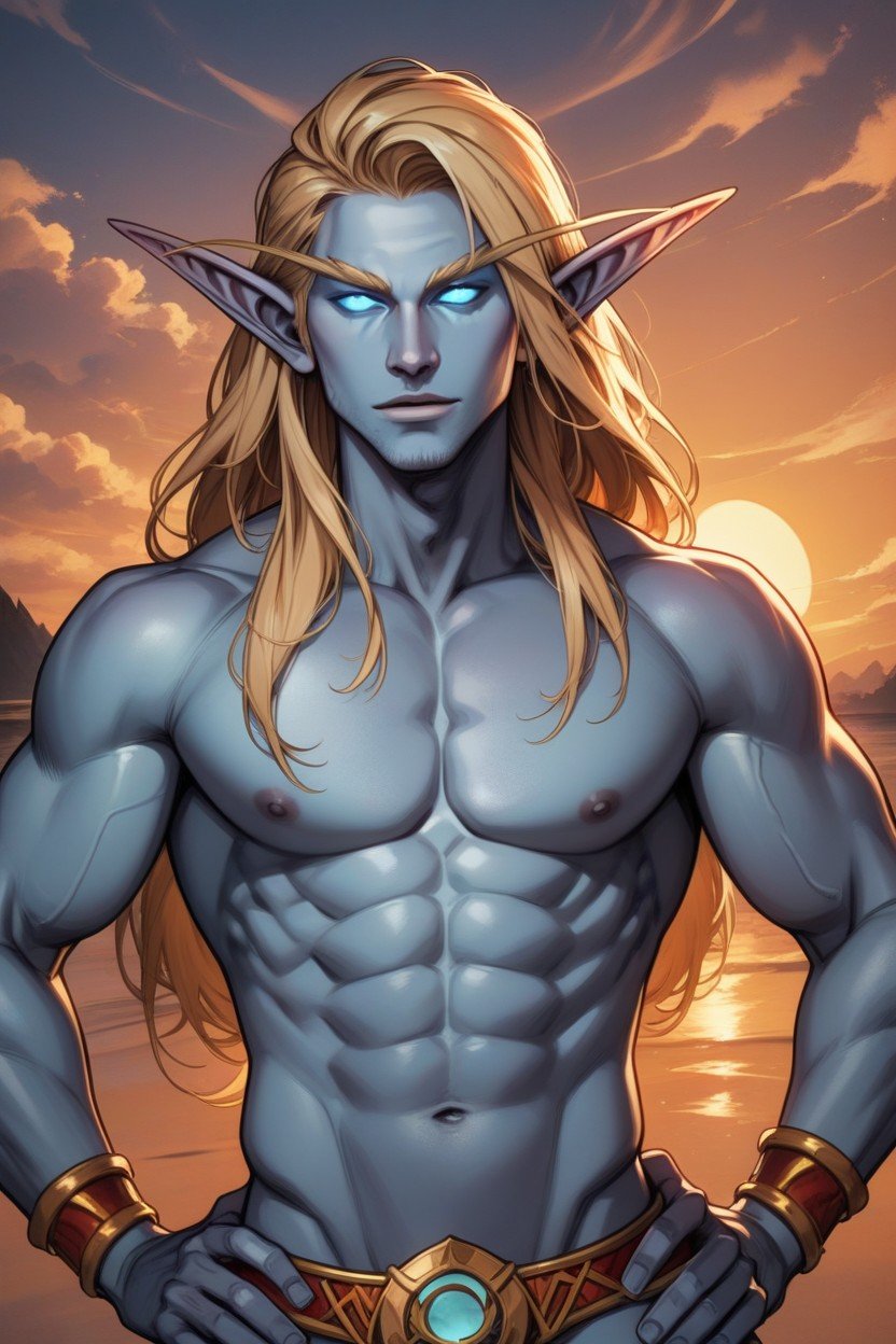 18+, Pale Body, Blue Glowing Eyes AI Gay Porn