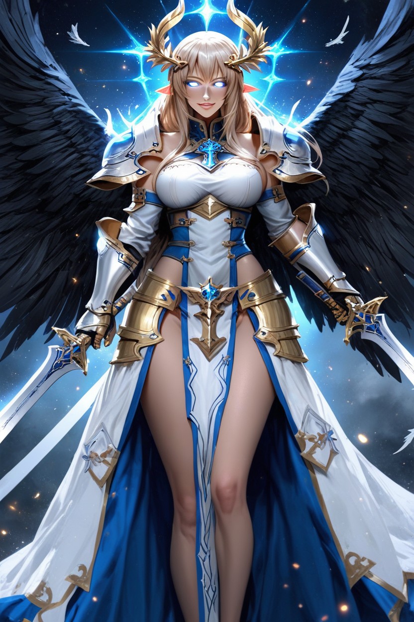 Multi Colored Hair, Black Angel Wings, Black Sclera Hentai AI Porn