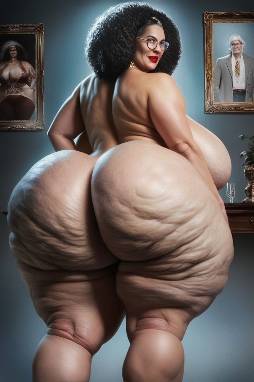 Red Lipstick, Gigantic Fake Booty Like, Round Ass AI Porn