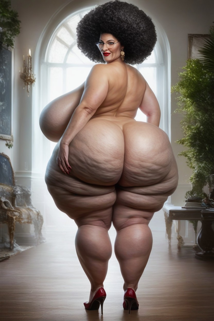Extremely Large Ass, Extremely Fat Thighs, Gray Hair AI Porn