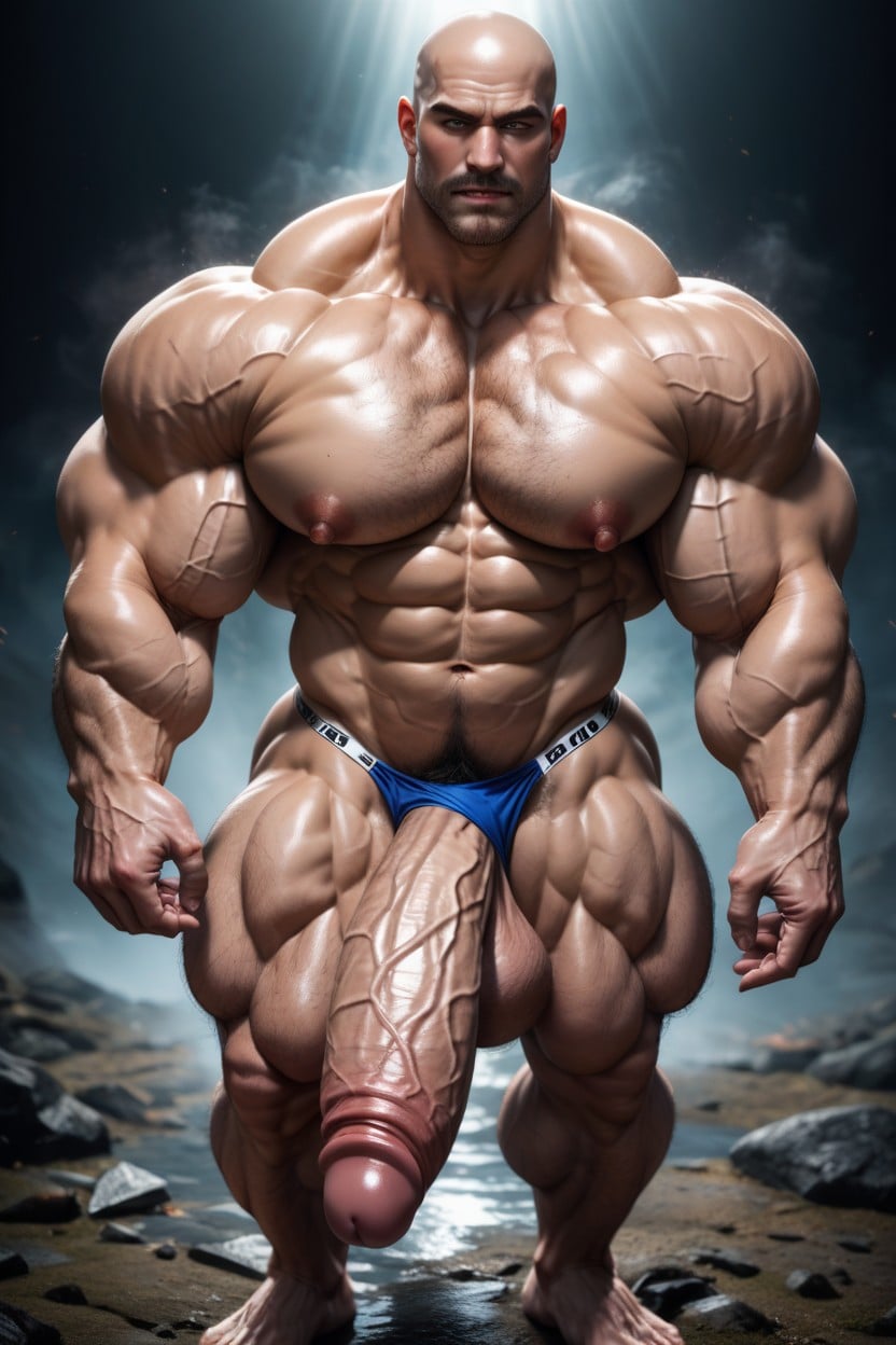 Bald Head, Large Testicles, Long Torso AI Gay Porn
