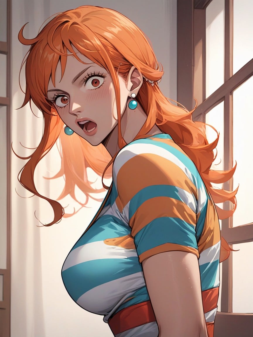 Nami From One Piece, Peito Grande, Side View Hentai IA pornografia