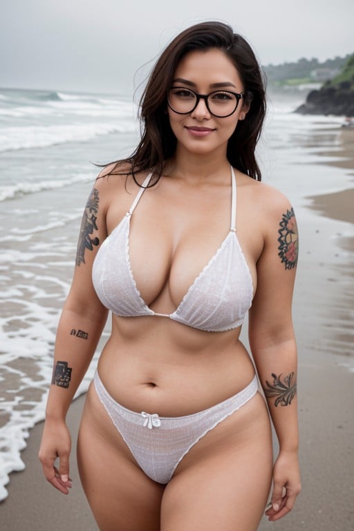 Tattoos Plain White T Shirt Leather Belt Pussy Shaved Pussy Plumpy Pussy High Knee Boots Straight Up On Front Smile Standing In The Beach Arms Behind Back Heavy Rain On The Beach, Indonesian Plump Curvy Bottomless Glasses Tattooed, 18+ AI国产黄片