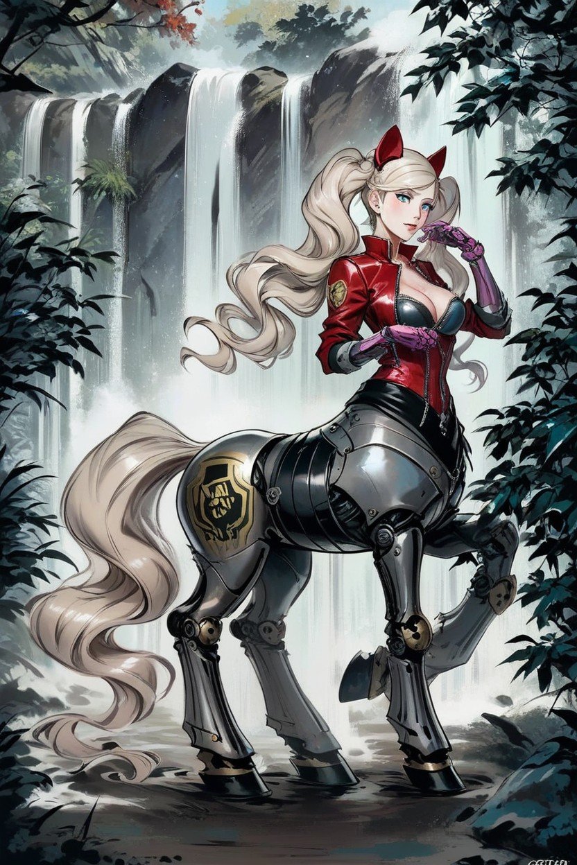 Robotic Ann Takamaki From Persona, Rearing Up On Its, Hoof ヘンタイAIポルノ