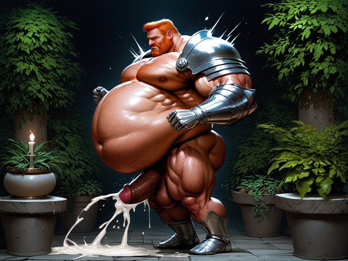 Sudden Weight Gain Image Sequence, Thick, Knight Wearing Basic White Pauldron AI Gay Porn