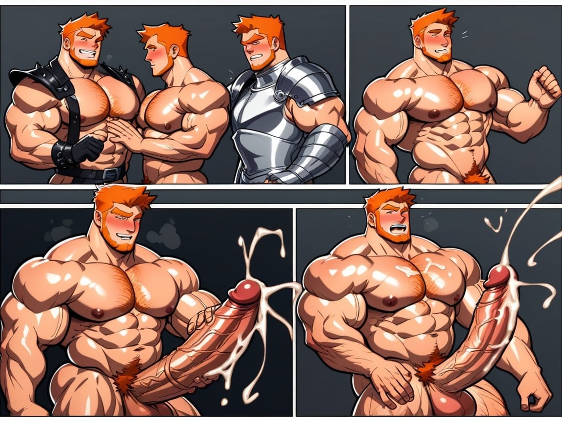 Leather Guantlets, Ginger Hair, Comic Panels AI Gay Porn