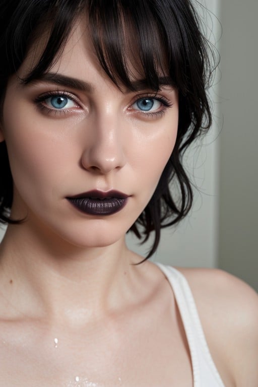 Black Lipstick, Blushing, Black Eyeliner Pornografia asiática com IA