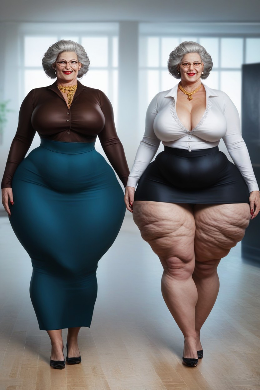 Front View, Curly, Hyper Wide Hips AI Porn