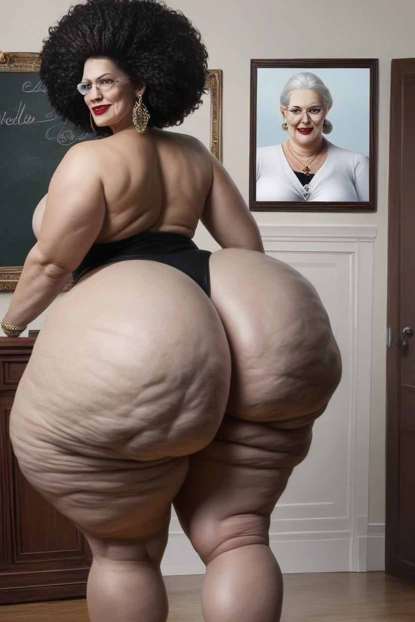 Extremely Wide Hips, Gray Hair, Disproportionately Large Ass AI Porn