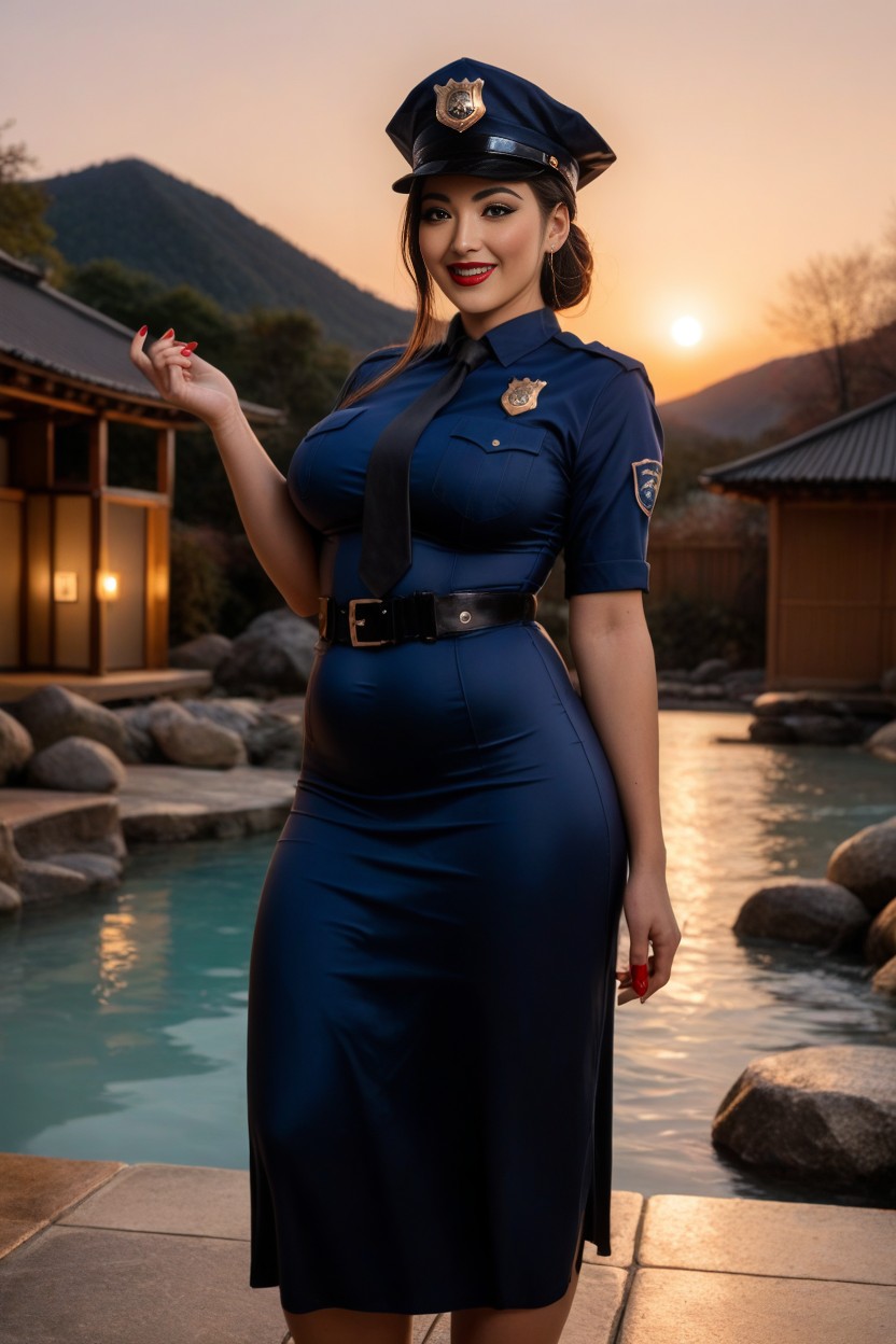 Gorgeous Supermodel Face, Thick, Shiny Clothes AI Porn