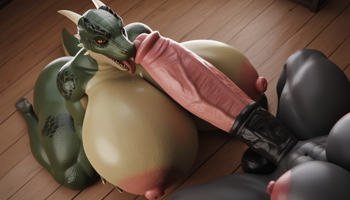 Futanari, Extremely Large Ass, Flared Penis Shemale AI Porn