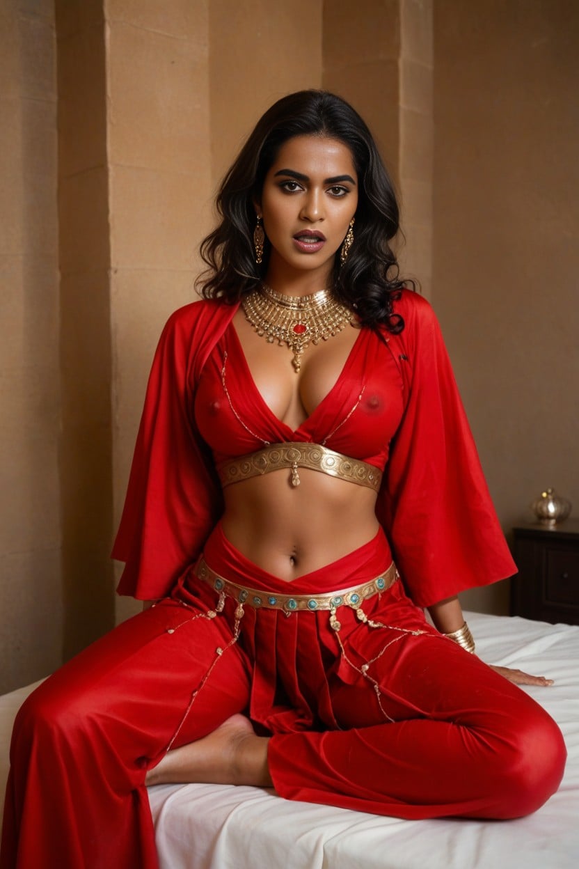 Form Fitting Clothes, Random View, Intricate Ethnic Indian Black Nylon Red Satin Saree Ankle Length Pleated Black Satin Sari AI Porn