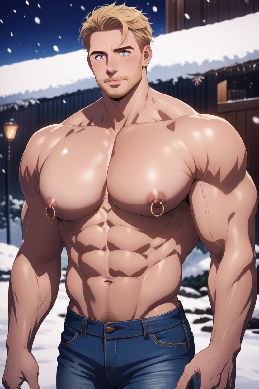 Nose, Detailed Nipples, Muscle Daddy AI Gay Porn
