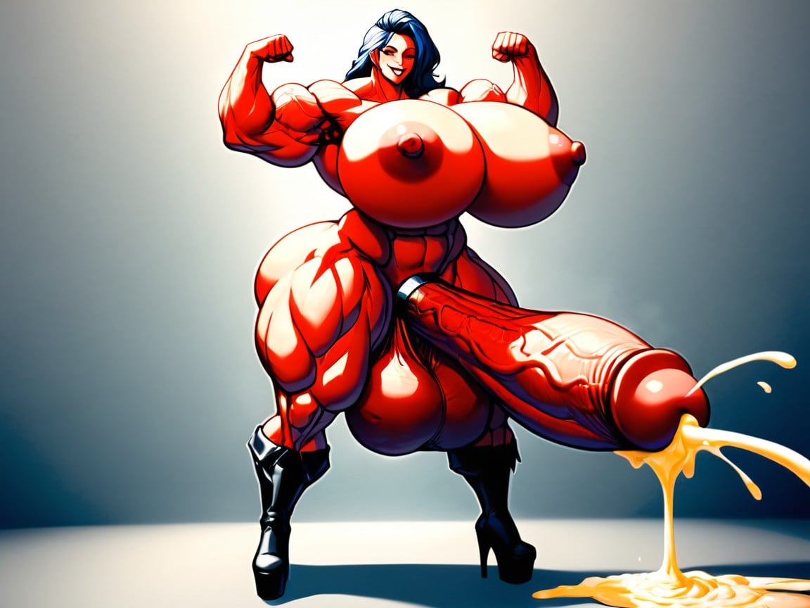 Huge Muscular Arms, Extremely Muscular, Shooting Cum MILF AI Porn