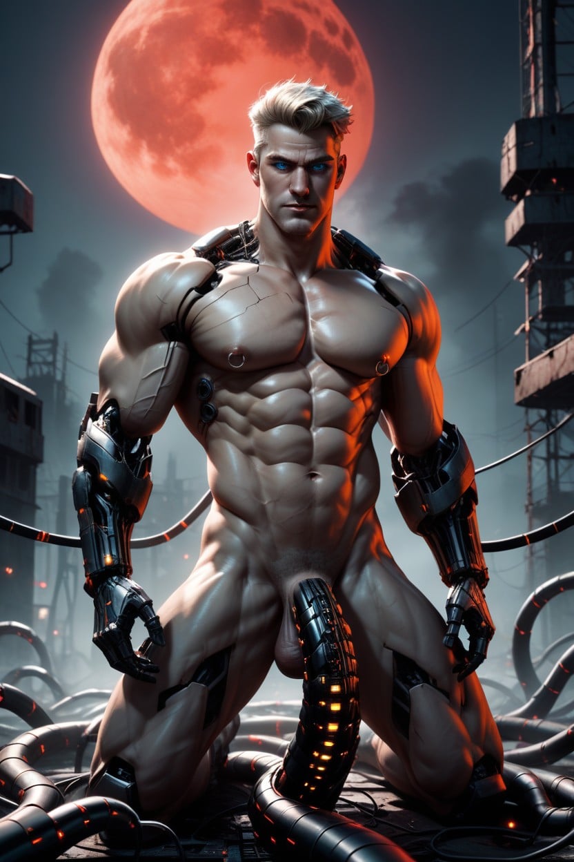 Tron Aesthetic, Defined Abs And Muscles, Legs Spread AI Gay Porn