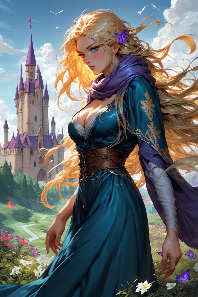 Scarf, Wind In Hair, Red Eye AI Porn
