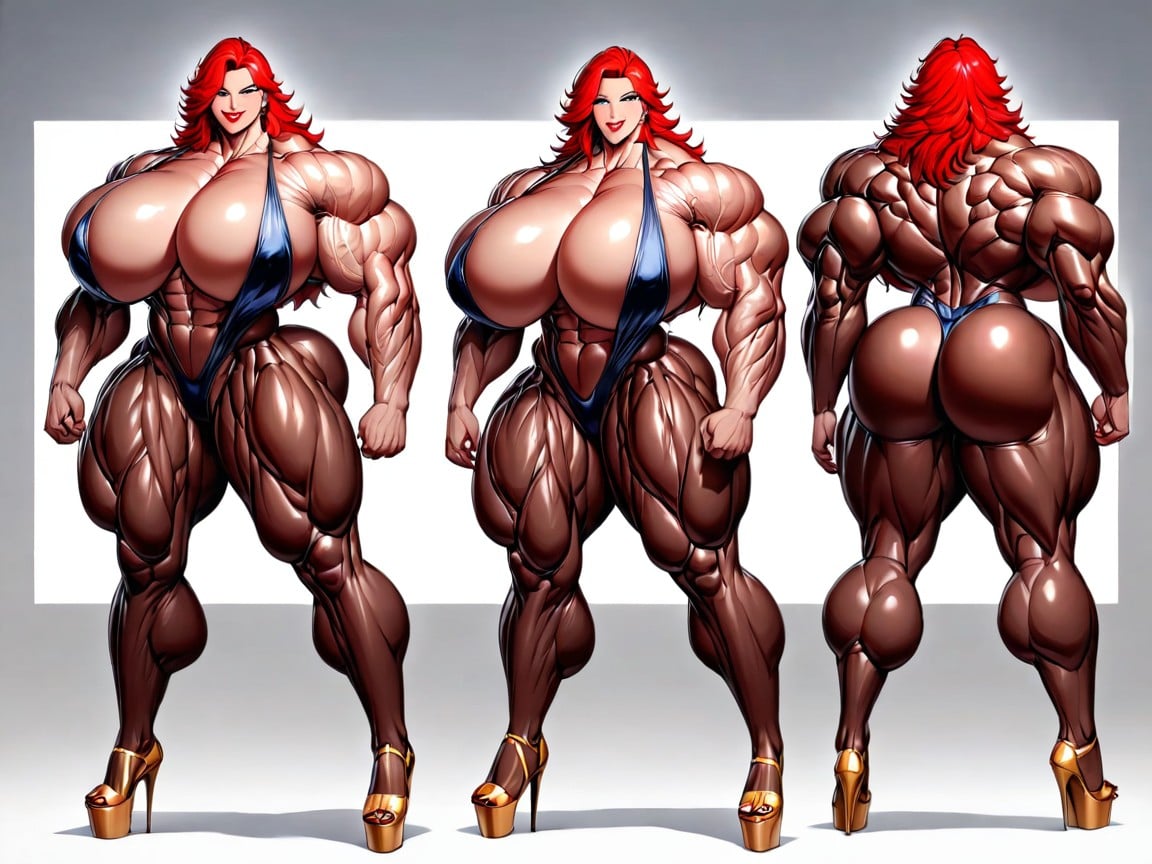 Muscle Growth Porno, Big Tits, Sexy Woman MILF AI Porn